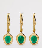 Monica Vinader gold vermeil green onyx huggie earrings (British brand)