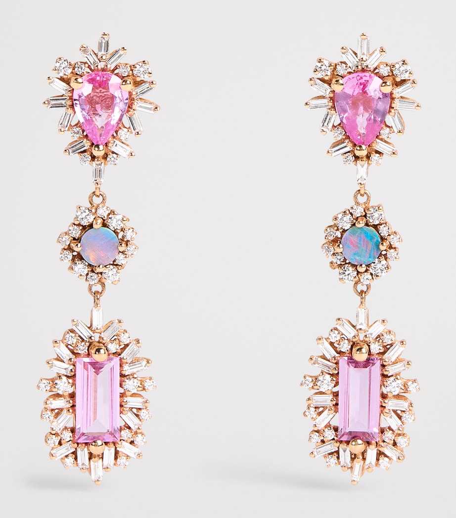 Suzanne Kalan drop earrings pink sapphire opal diamond (British brand)