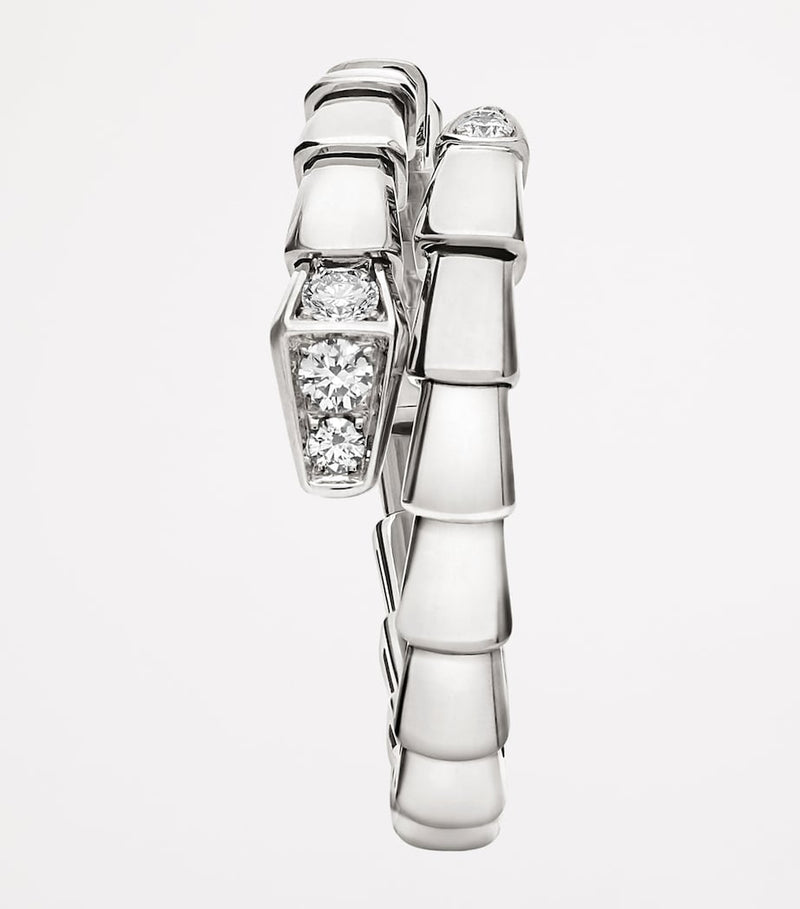 Bvlgari Serpenti Viper ring white gold diamonds, UK version