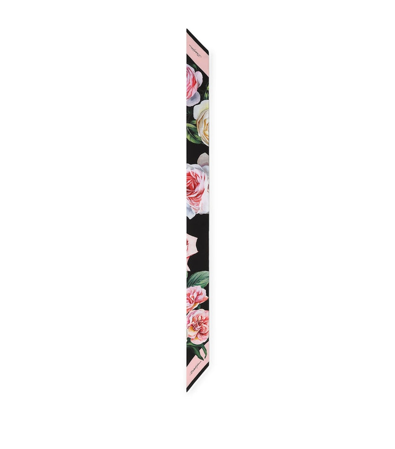 Dolce&Gabbana silk rose print skinny scarf, UK version