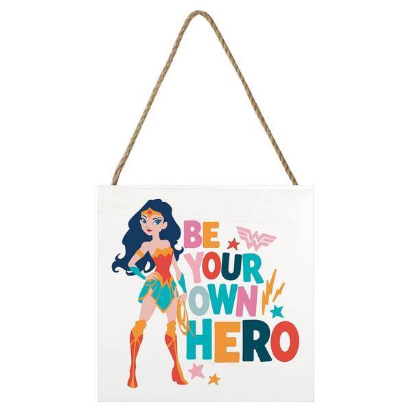 Wonder Woman Be Your Own Hero wooden block decoration, UK version