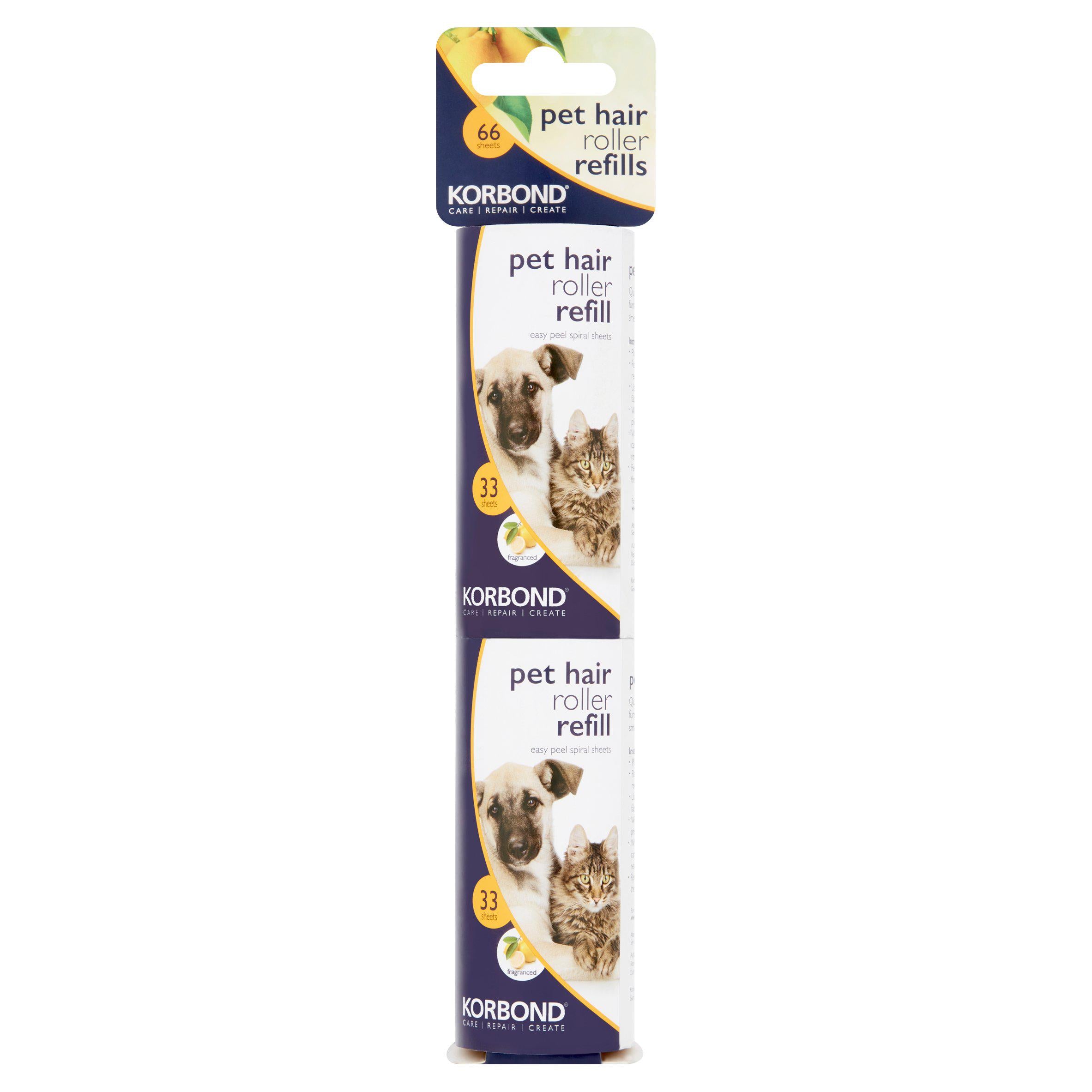 Korbond Care & Repair Pet Hair Roller Refills 33 Easy Peel Sheets 2 x 4.9m Adhesive GOODS Sainsburys   