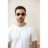 SVNX round metal frame sunglasses gold and brown one size (British brand)