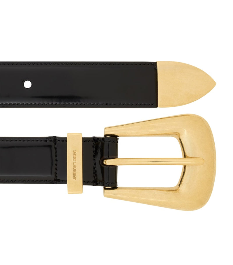 Saint Laurent gold-tipped Folk Buckle belt - British product