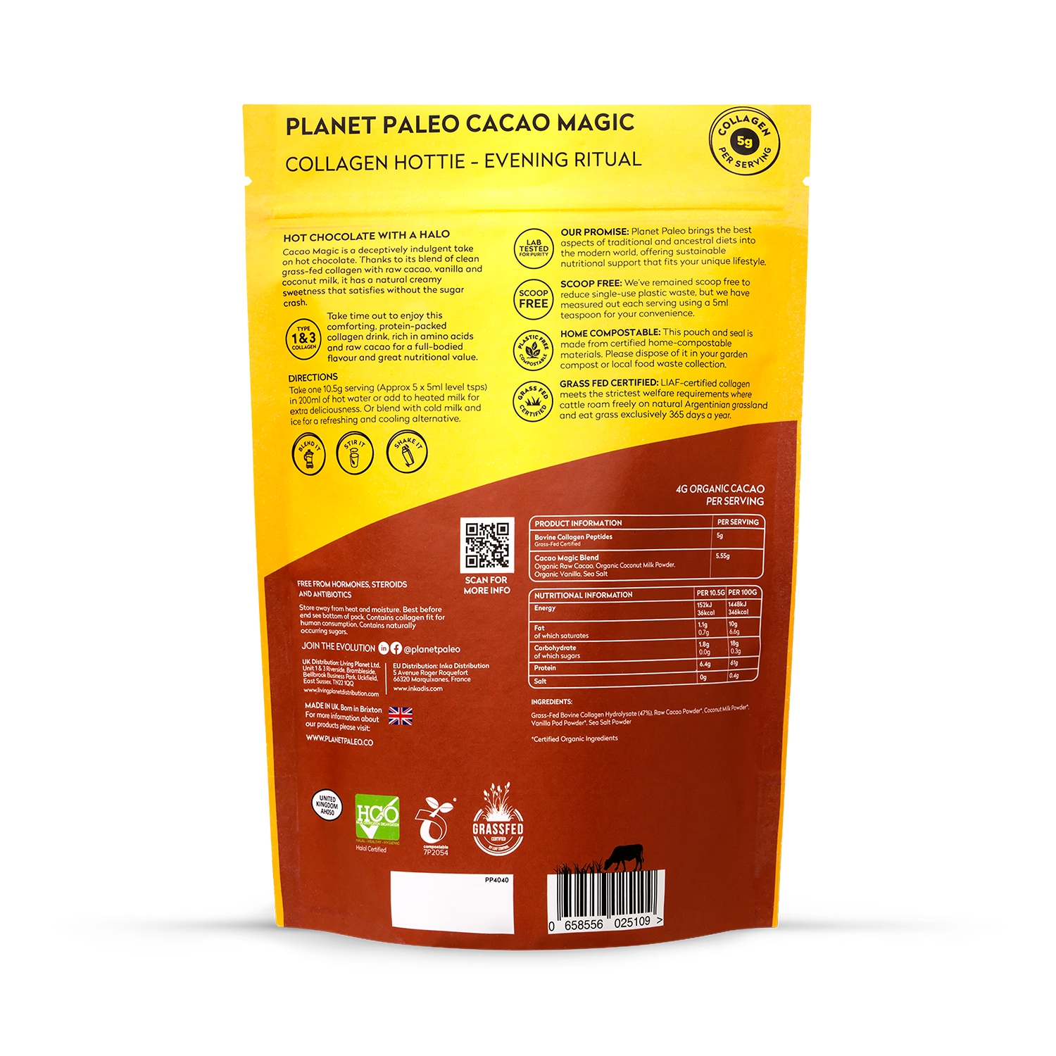 Planet Paleo cacao collagen powder drink 264g (British brand)