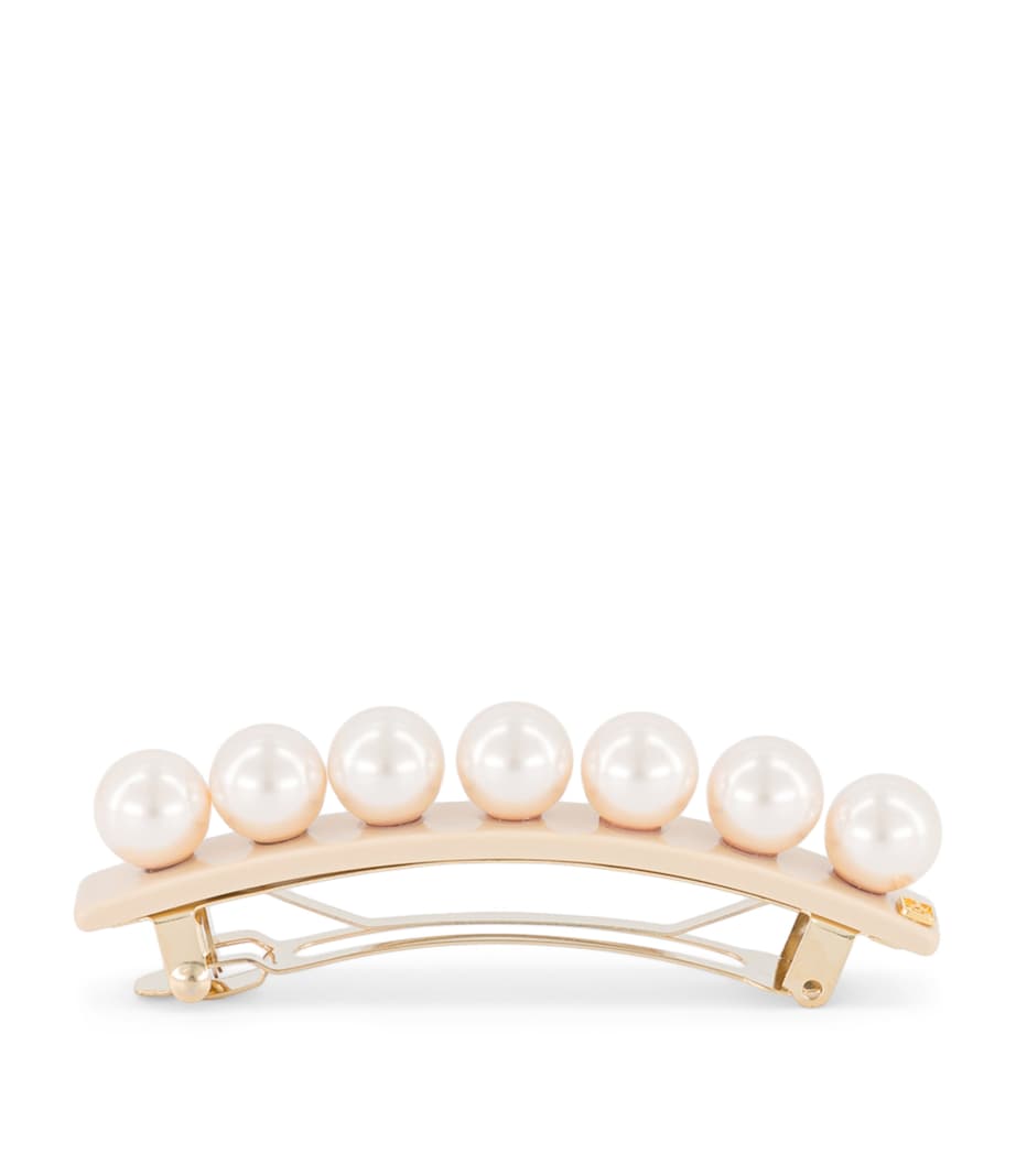 Alexandre de Paris oversize pearl-detail slide hair clip 8cm, imported from the UK
