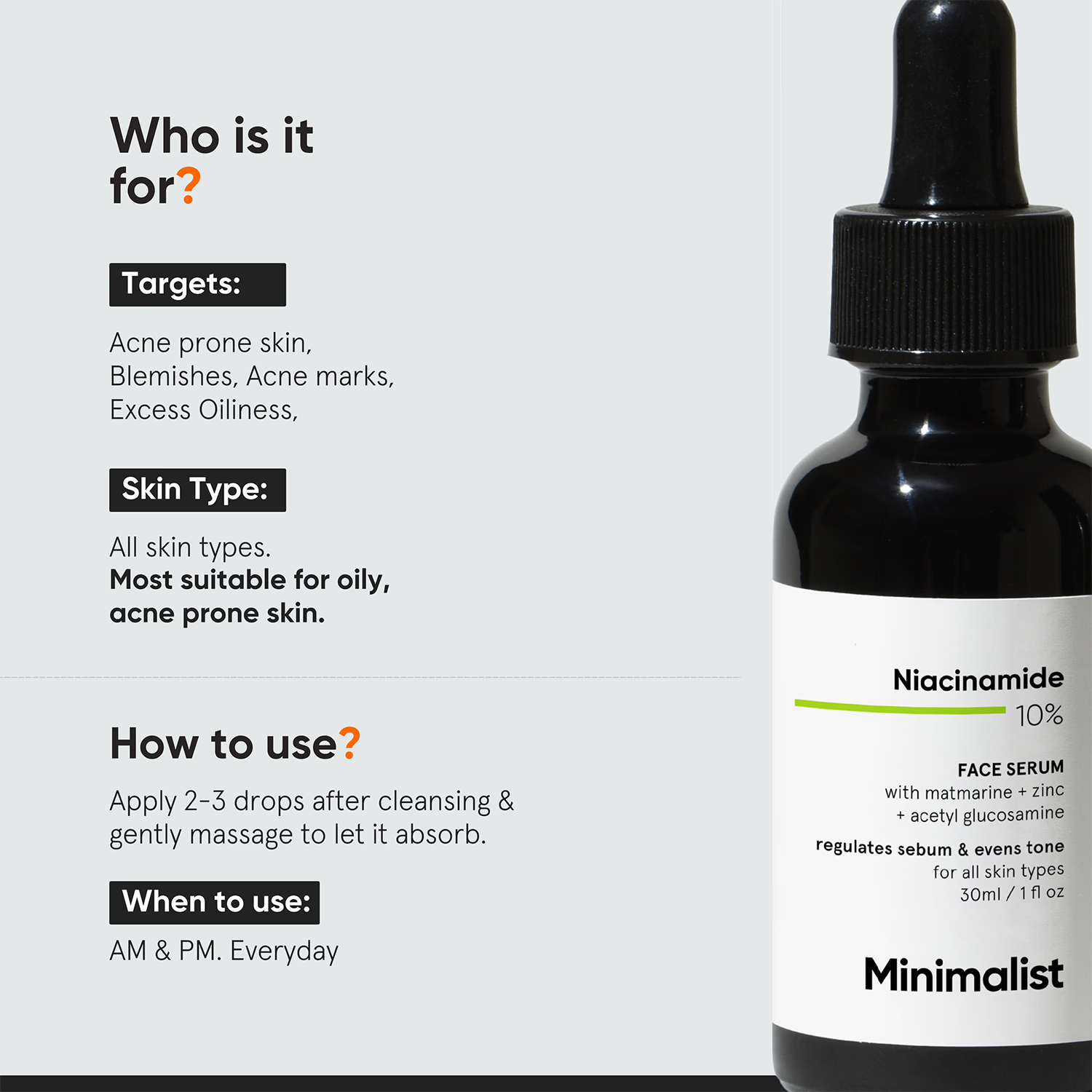 Minimalist Niacinamide 10% Face Serum 30ml, UK version