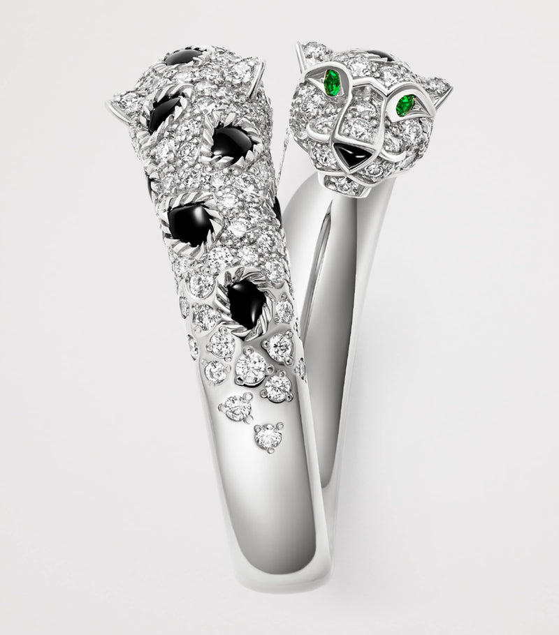 Cartier Panthère white gold diamond emerald onyx ring - British product