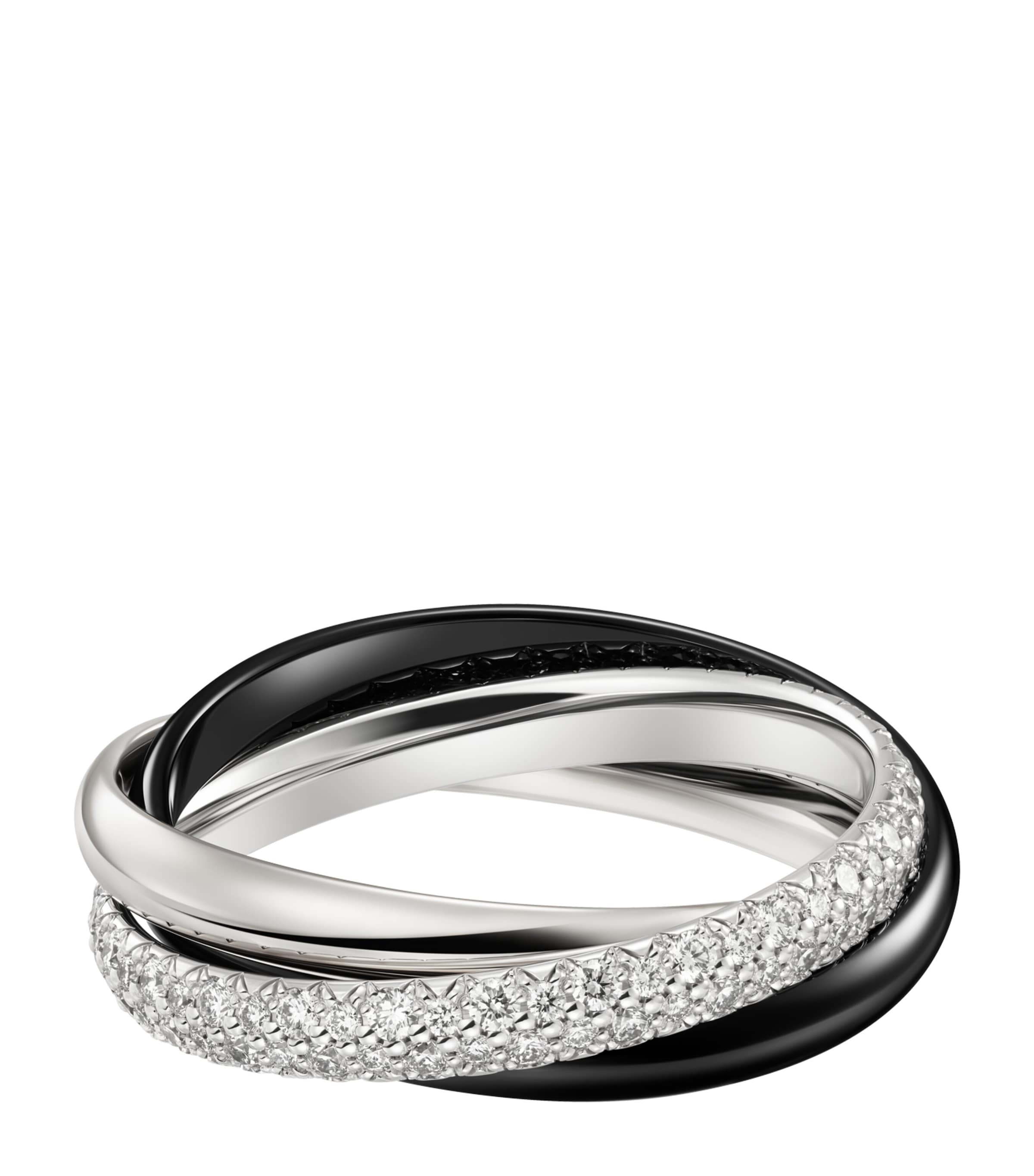 Cartier Trinity ring white gold ceramic diamond, imported from the UK