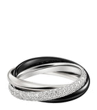 Cartier Trinity ring white gold ceramic diamond, imported from the UK