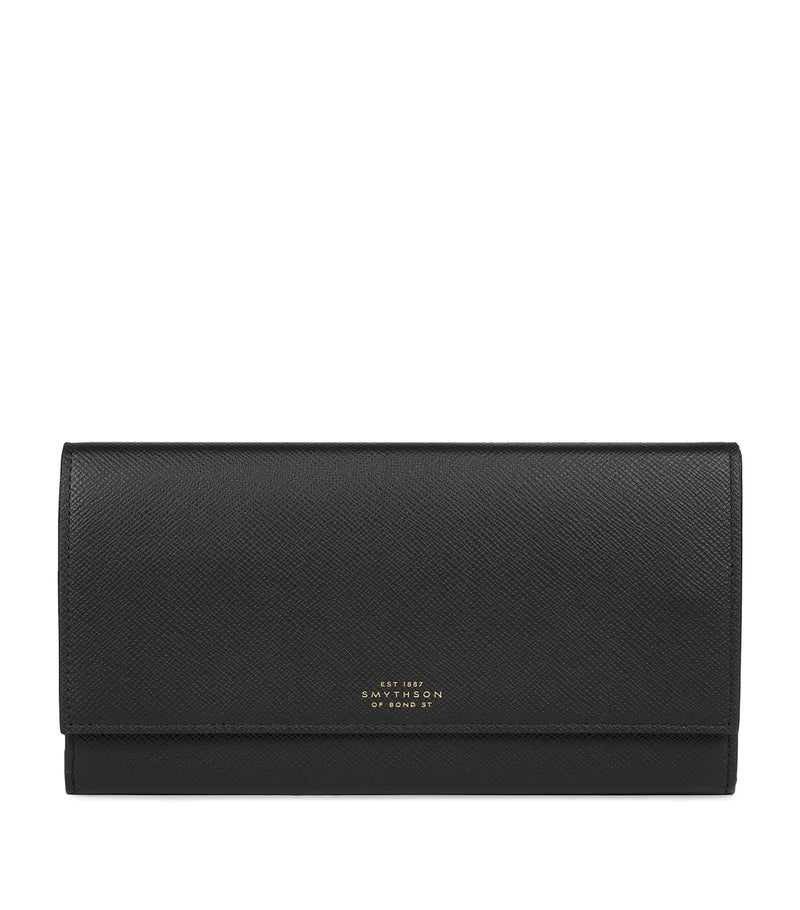 Smythson leather travel wallet with press-stud fastening (British brand)