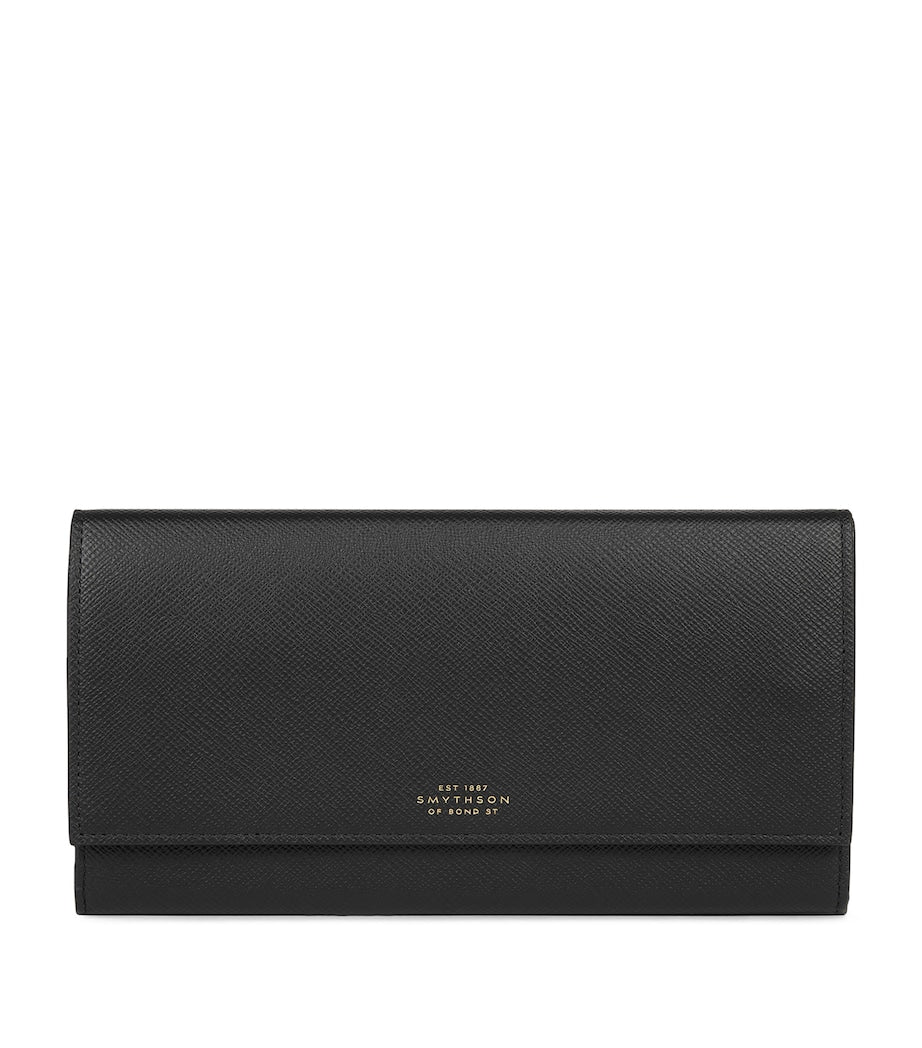 Smythson leather travel wallet with press-stud fastening (British brand)