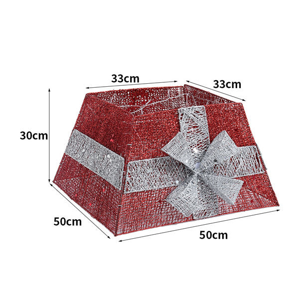 Livingandhome square Christmas tree collar 50cm with warm lights (British brand)