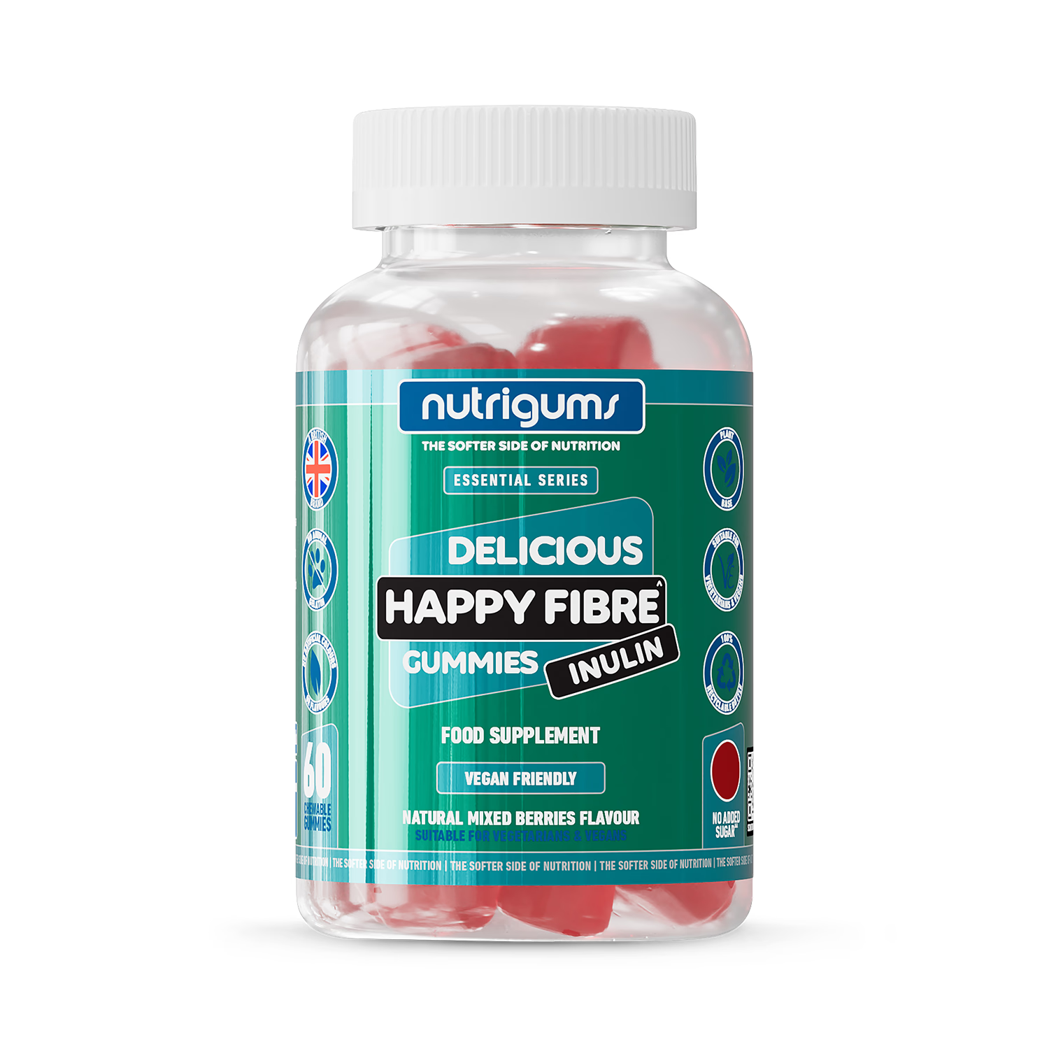 Nutrigums Happy Fibre Inulin gummies 60 count, imported from the UK