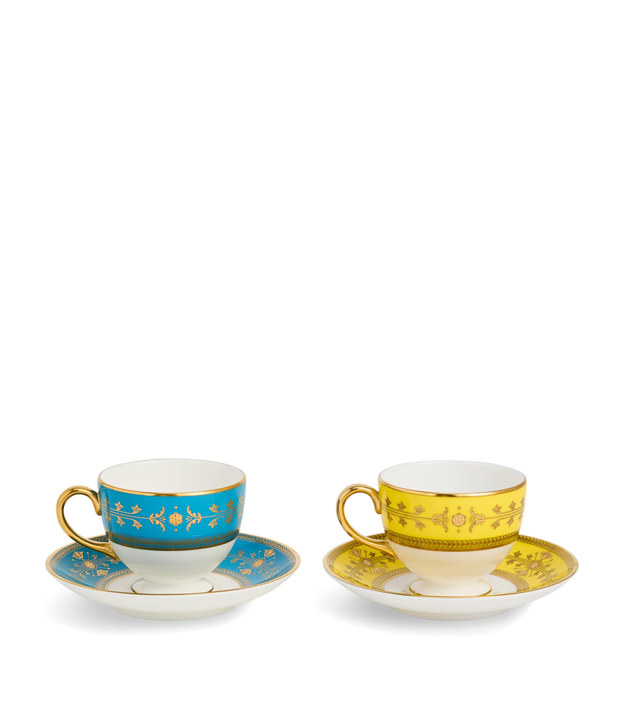 Wedgwood set of 2 bone china Bacchus teacups and saucers (British brand)