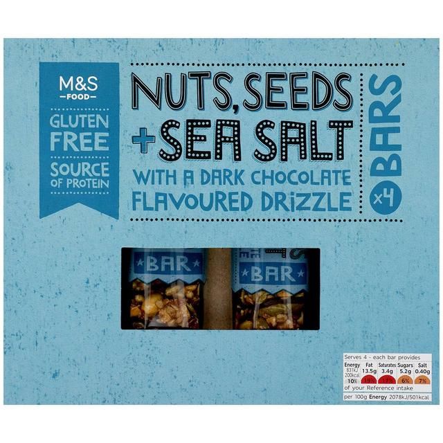 M&S Nuts Seeds & Sea Salt Bars   4 x 40g Food Cupboard M&S   