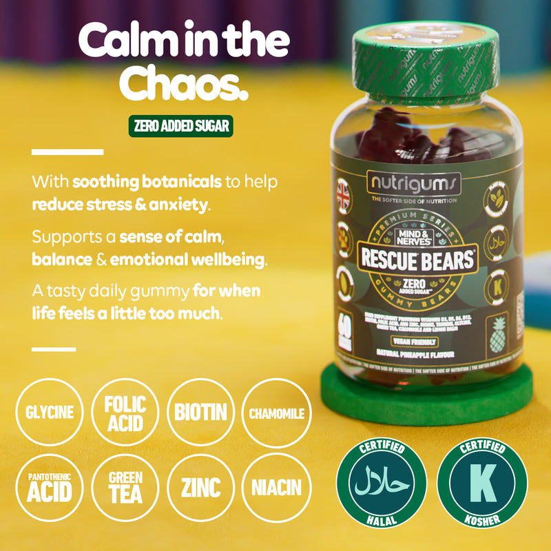 Nutrigums Rescue Bears mind and mood gummies 60, imported from the UK