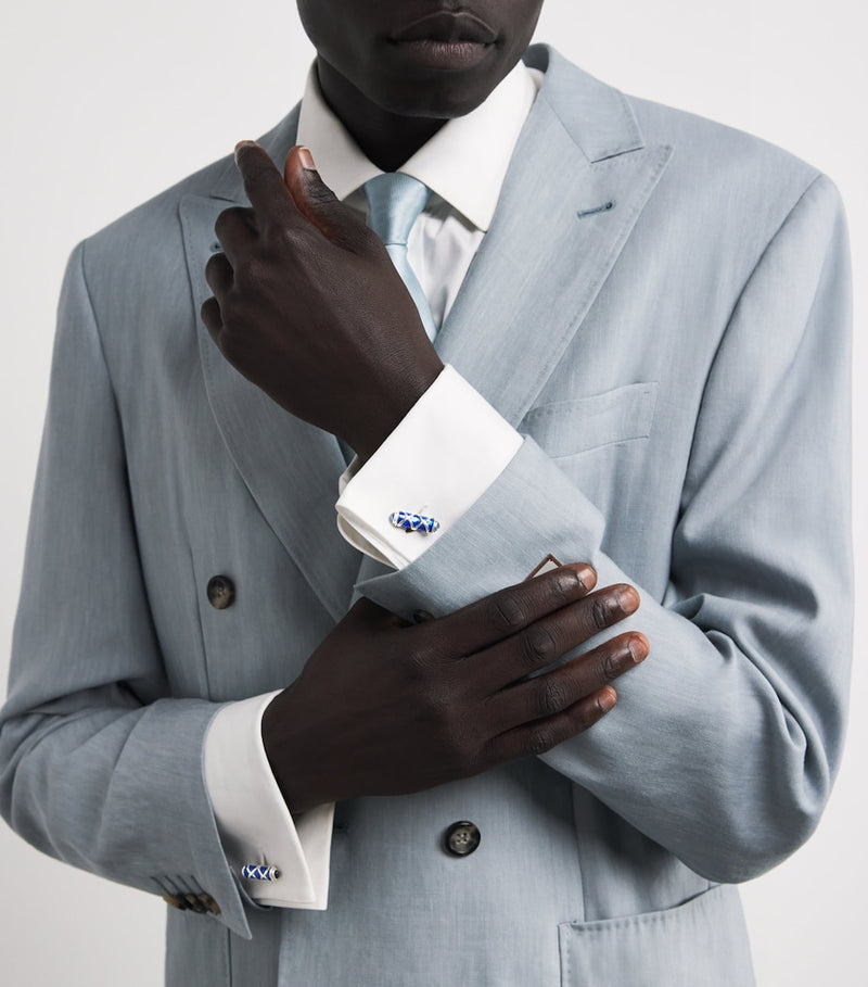 Deakin & Francis cobalt enamel and sapphire cufflinks, UK version