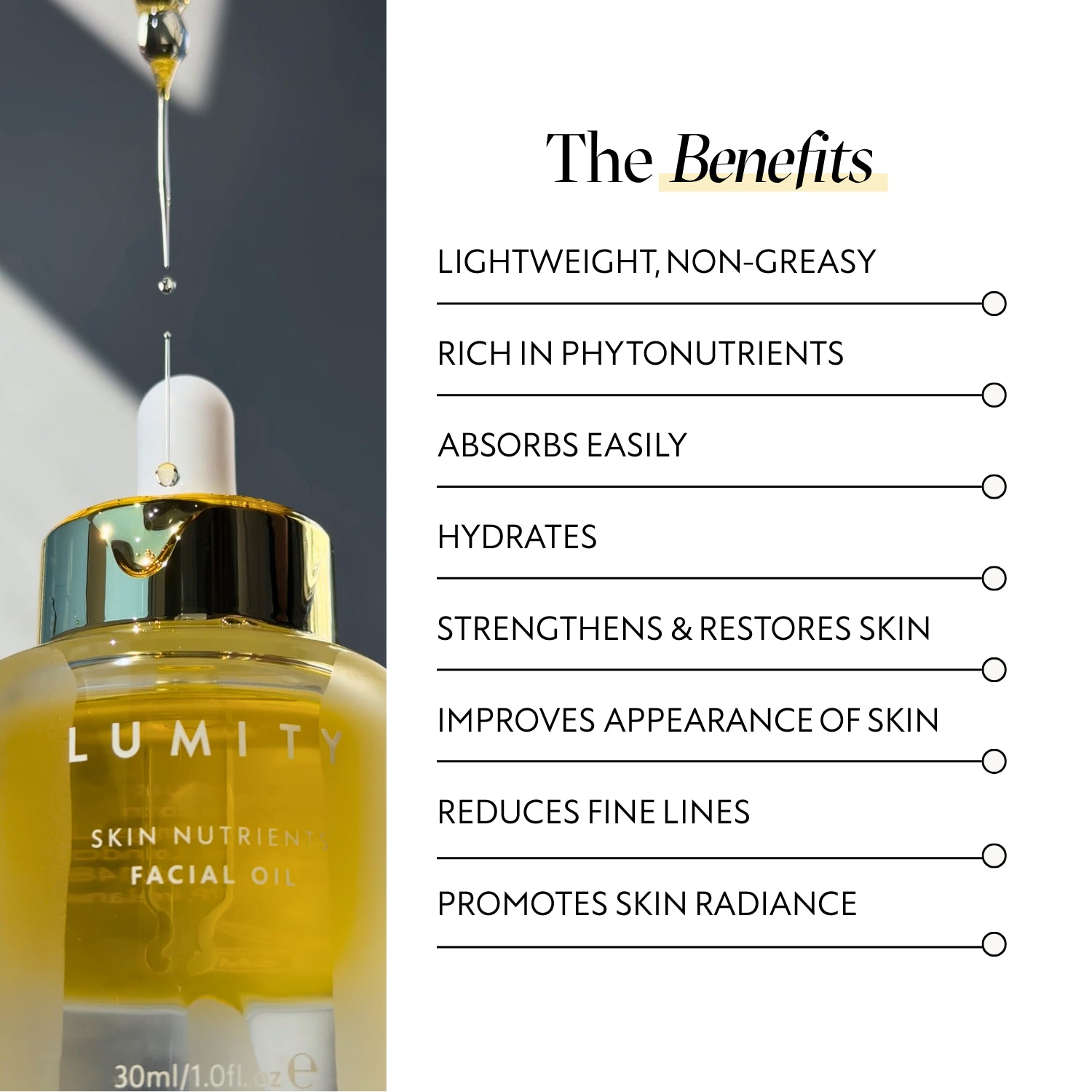 Lumity Skin Nutrients Facial Oil 30ml, imported from the UK