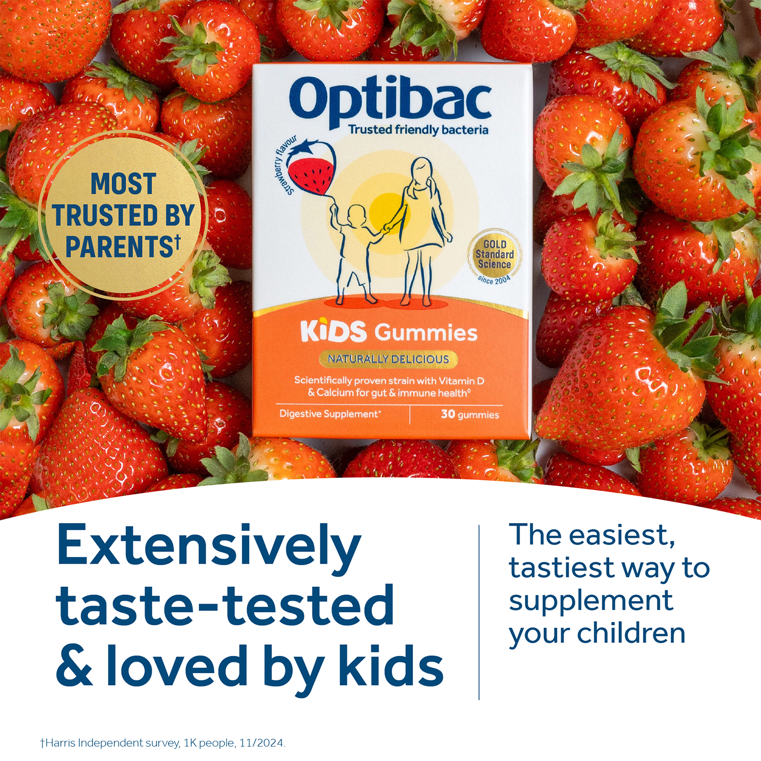 Optibac Kids Gummies strawberry probiotic 30 gummies (British brand)