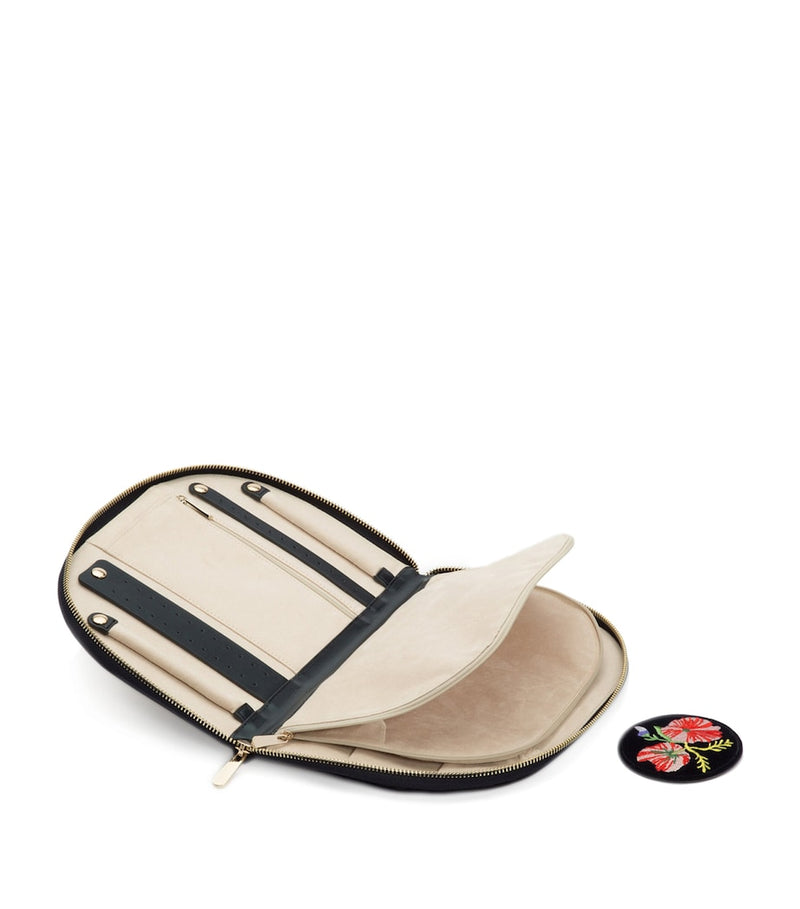 WOLF Embroidered Zoe Zip-Up Jewellery Case (British brand)