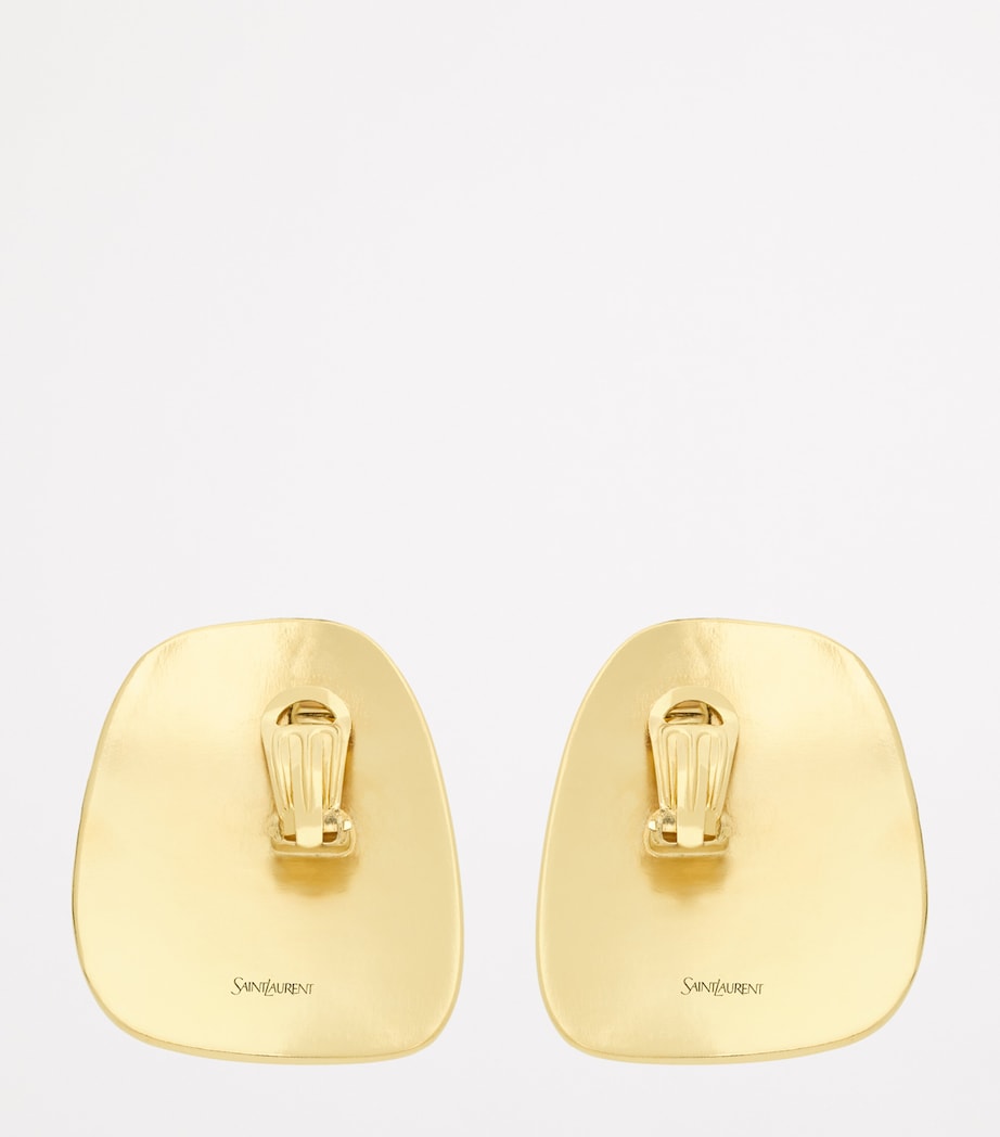 Saint Laurent Cabochon clip-on earrings with gold-tone frame, UK version