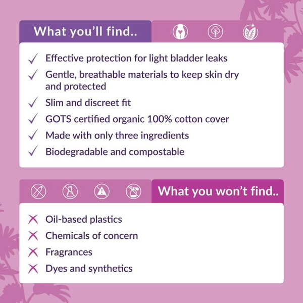 Natracare Dry & Light Plus incontinence pads, UK version