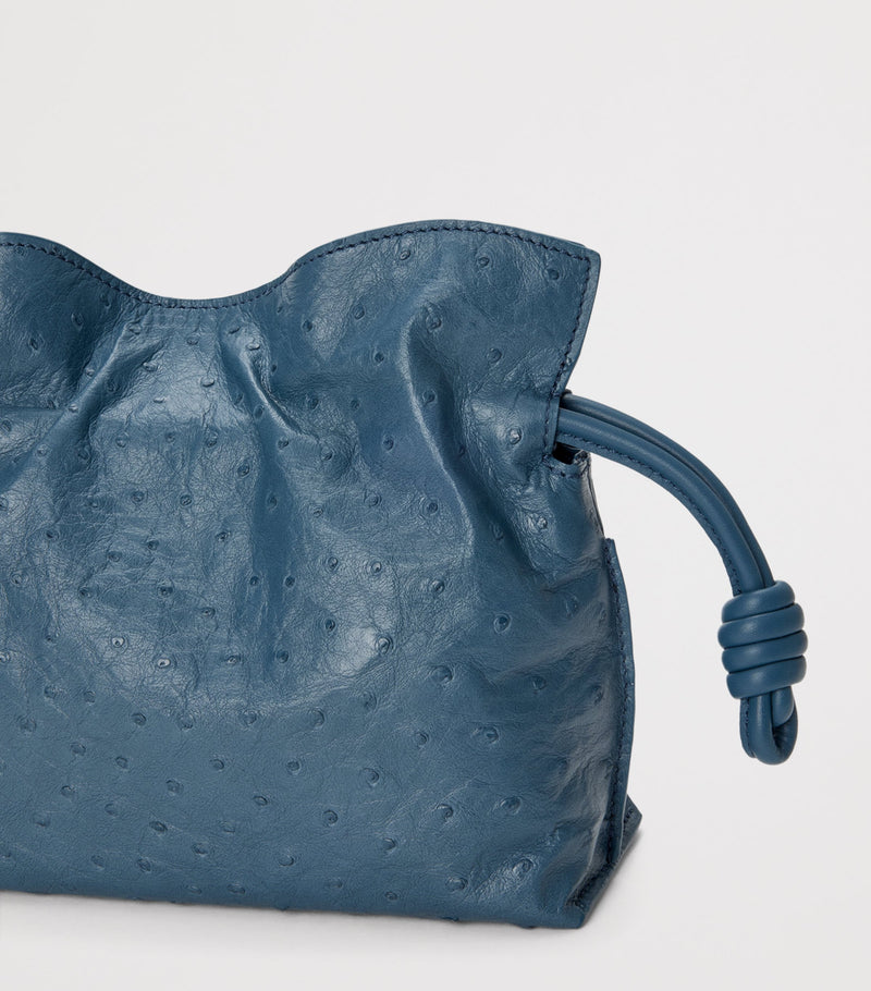 LOEWE Mini Flamenco clutch bag in ostrich leather, imported from the UK