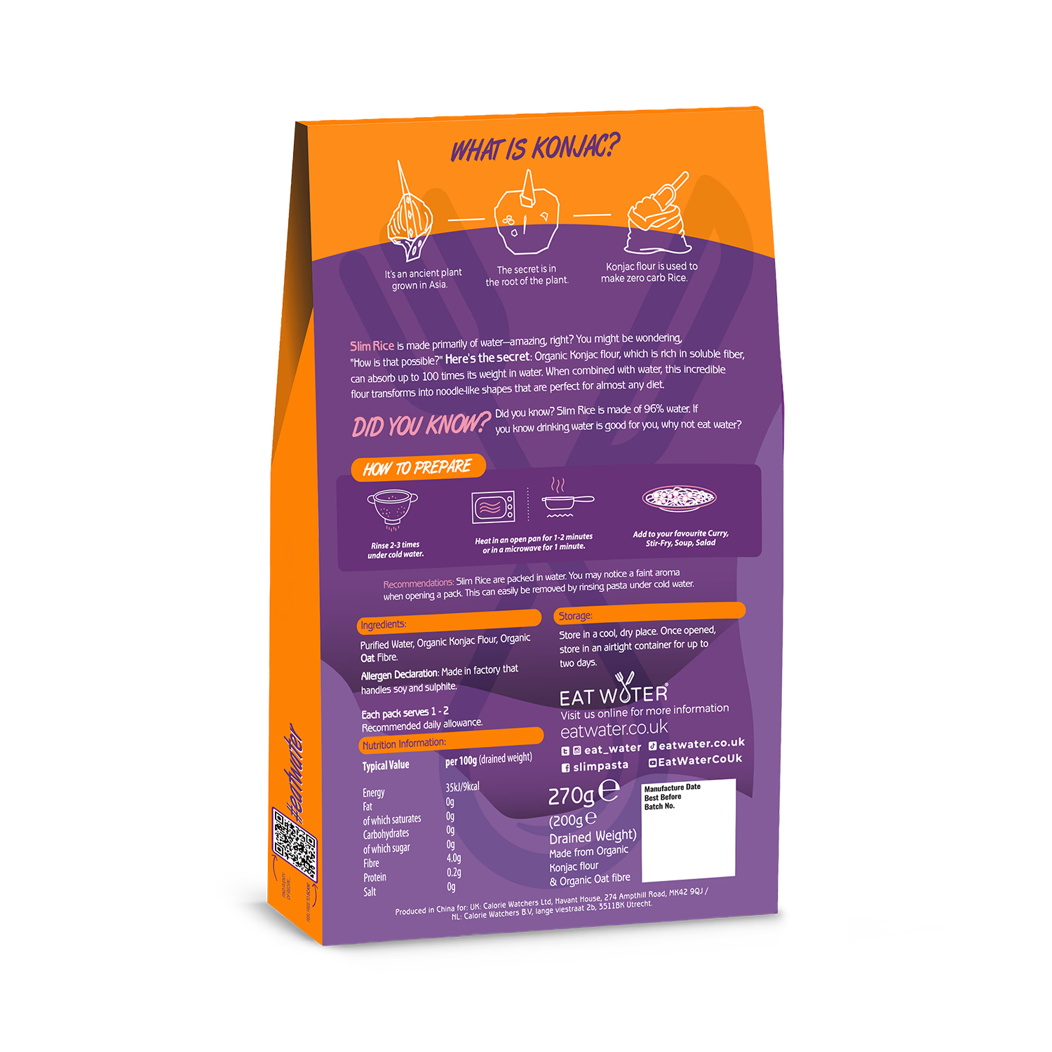 Eat Water Organic Slim Rice 270g - British product