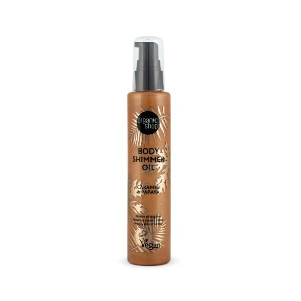 Organic Shop Body Shimmer Oil Caramel Papaya 100ml, imported from the UK