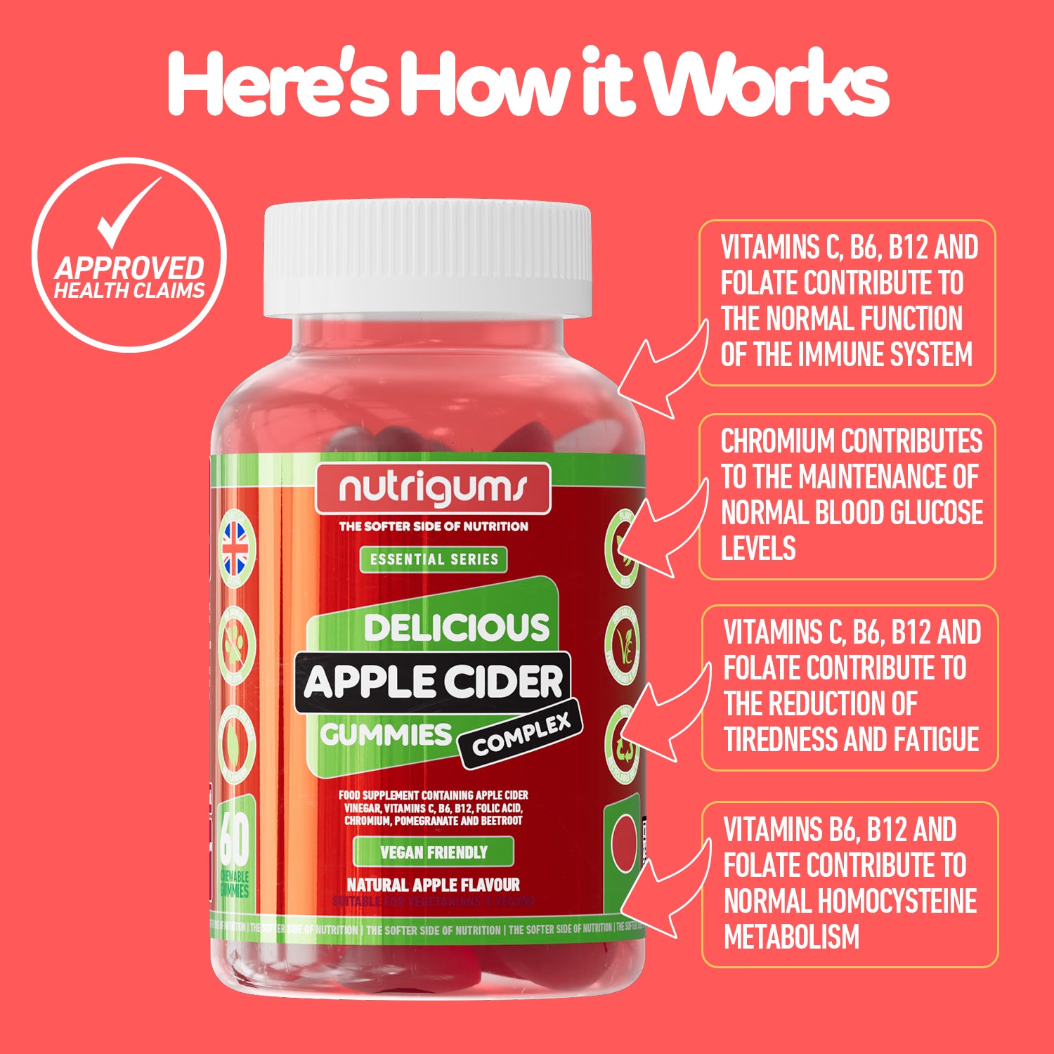 Nutrigums apple cider complex gummies 60 count (British brand)