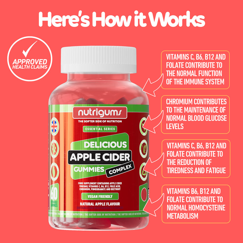 Nutrigums apple cider complex gummies 60 count (British brand)