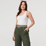 Izabel London zig zag texture statement buckle belt, UK version