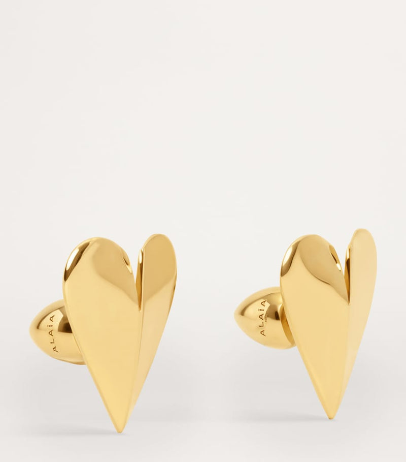 Alaïa Le Coeur mini brass earrings (British brand)
