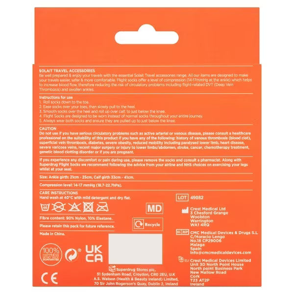 Solait DVT Graduated Compression Travel Socks (British brand)