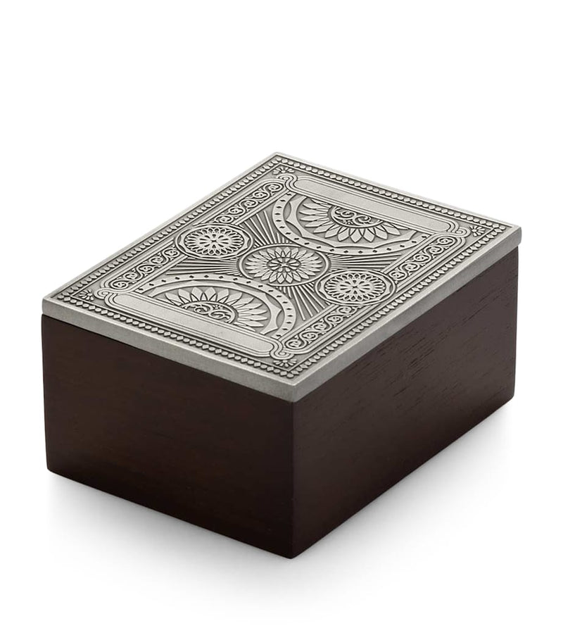 Royal Selangor Ace playing card box rubberwood and pewter, UK version
