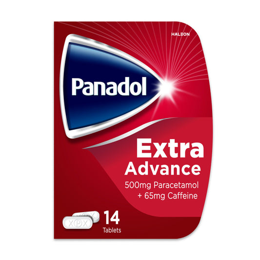 Panadol Extra Advance Pain Relief Tablets 500mg Paracetamol Tablets with 65mg Caffeine x14 pain relief Sainsburys   