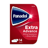 Panadol Extra Advance Pain Relief Tablets 500mg Paracetamol Tablets with 65mg Caffeine x14 pain relief Sainsburys   
