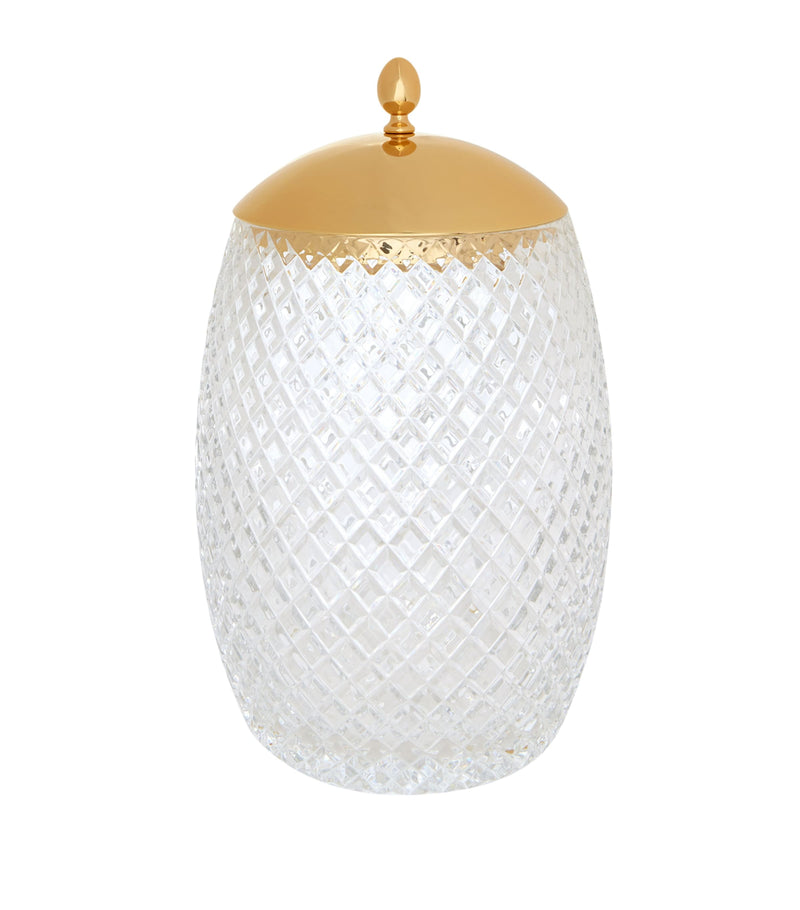 ZODIAC bevelled crystal bin with gold-plated lid (British brand)