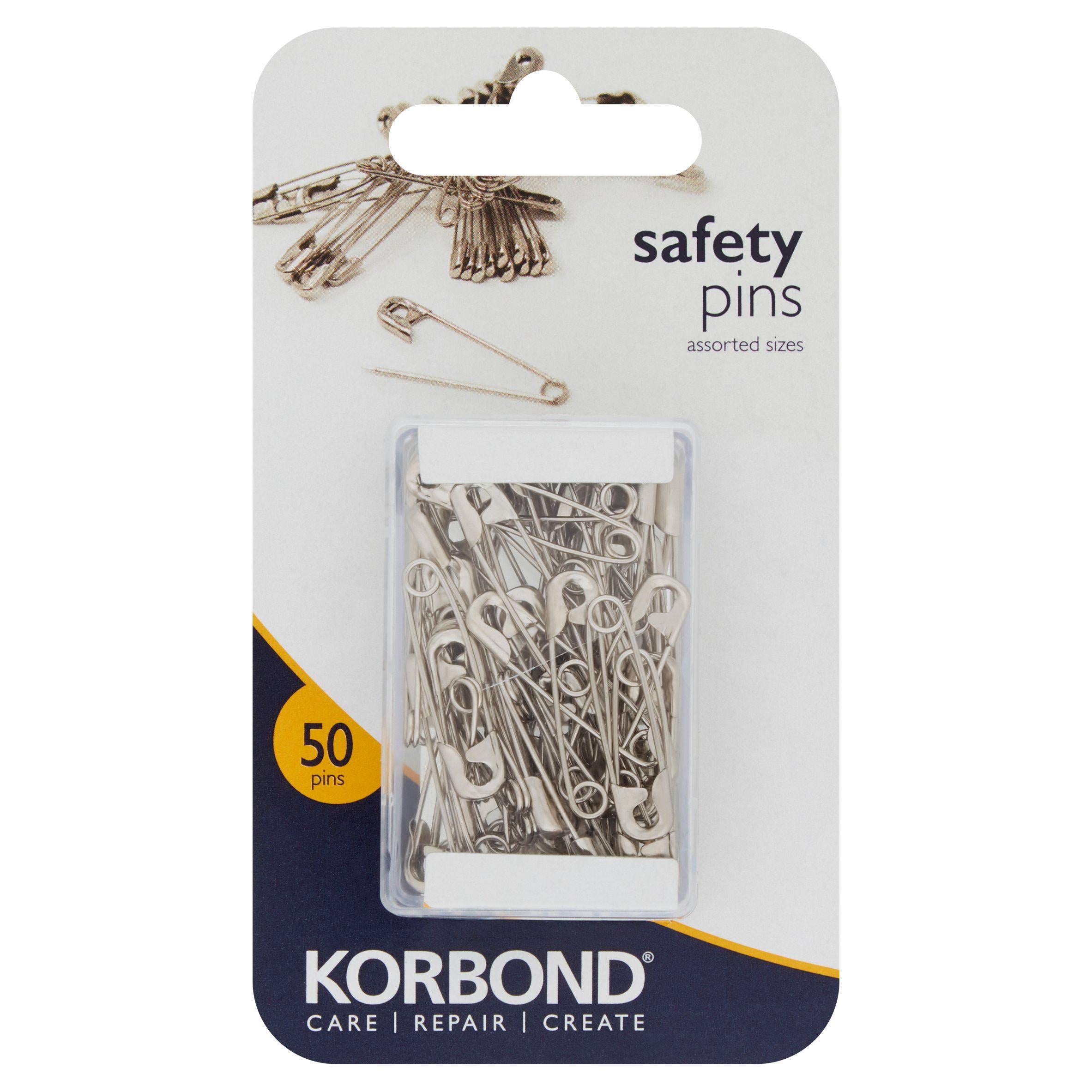 Korbond Care & Repair Safety Pins Assorted Sizes 50 Pins GOODS Sainsburys   