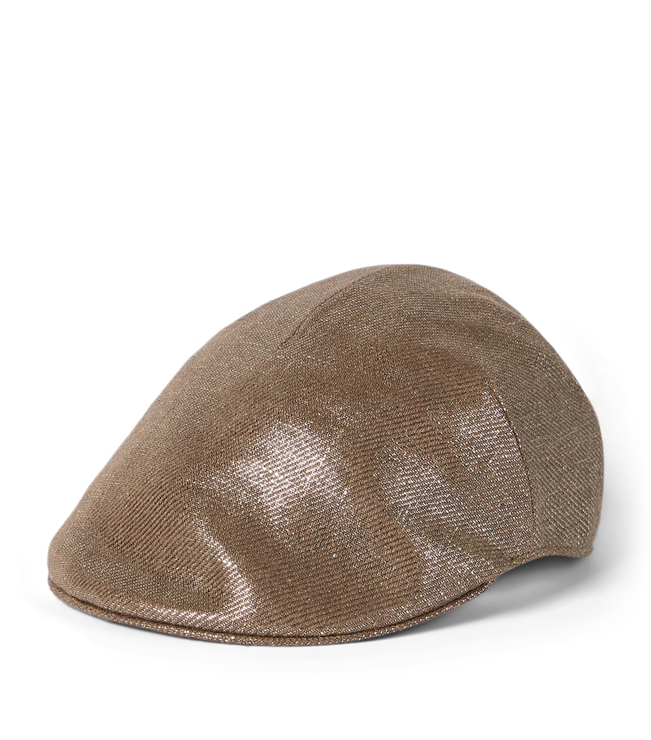 Brunello Cucinelli linen chevron flat cap (British brand)