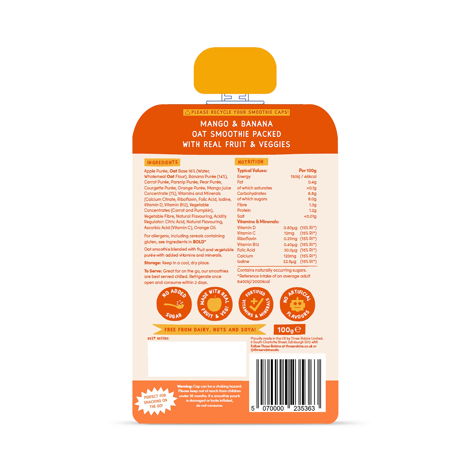 Three Robins Totally Tropical smoothie 6 pack - British product