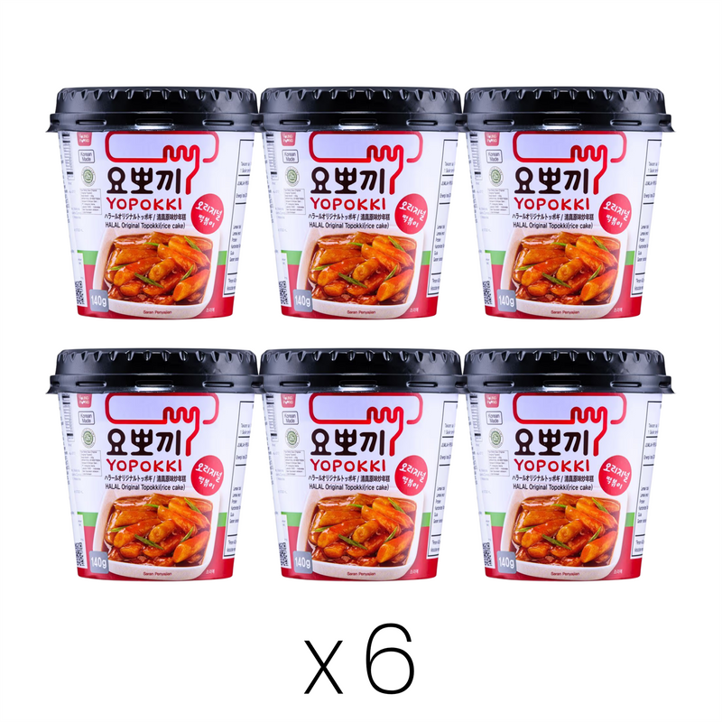 Yopokki Halal original topokki rice cake cup 6 pack - British product