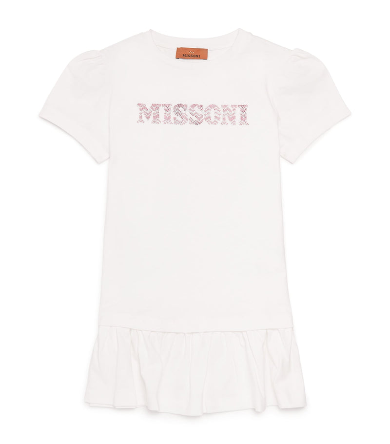 Missoni Kids cotton logo embellished dress 4-14 years, imported from the UK