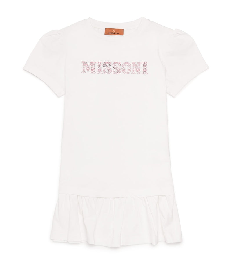 Missoni Kids cotton logo embellished dress 4-14 years, imported from the UK