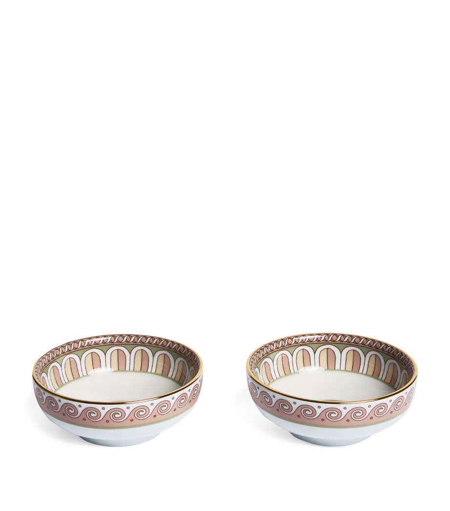 La Doublej set of 2 Napoli snack bowls with gold trims, 13cm diameter, UK version