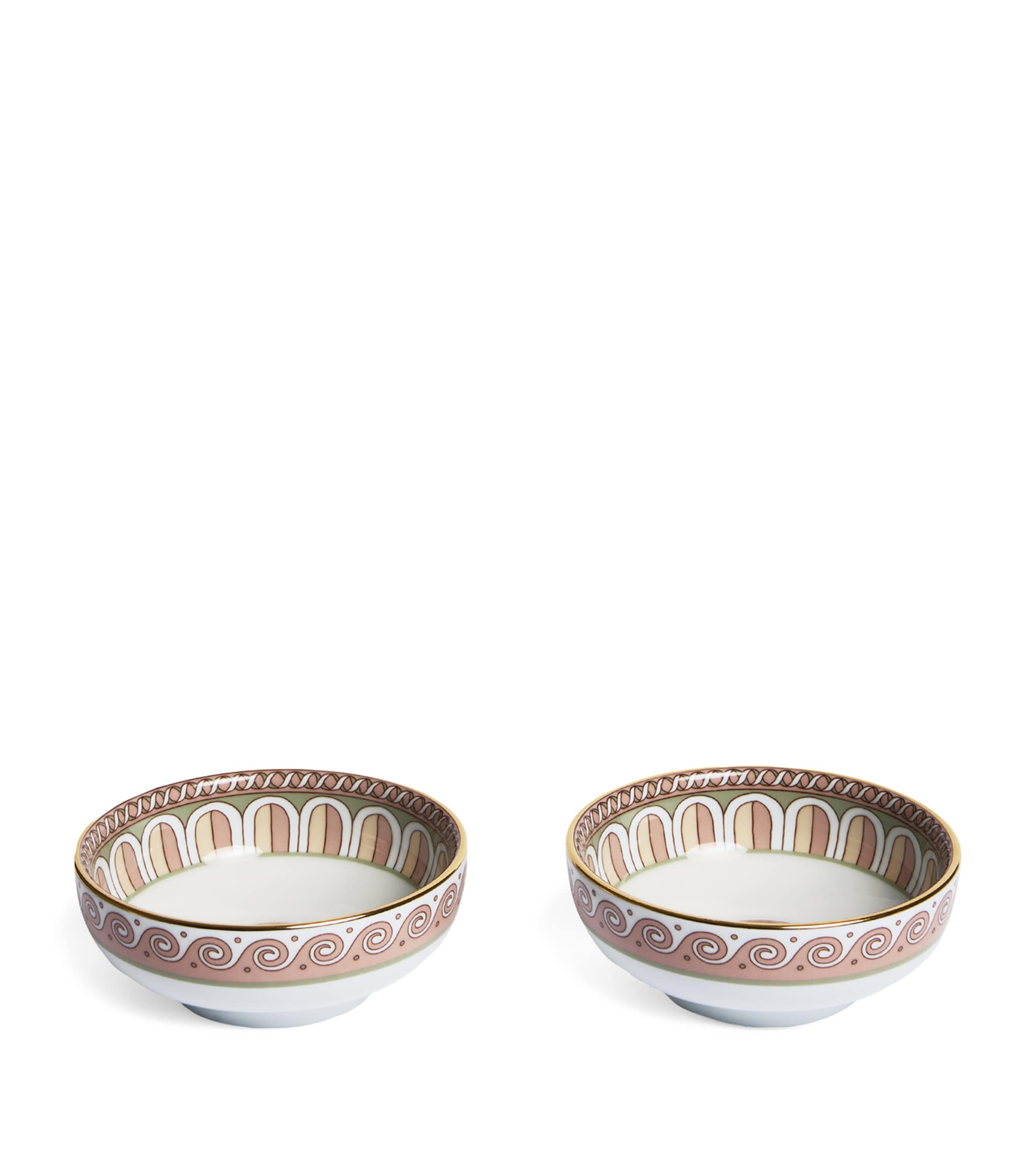 La Doublej set of 2 Napoli snack bowls with gold trims, 13cm diameter, UK version