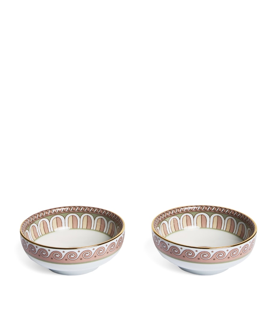 La Doublej set of 2 Napoli snack bowls with gold trims, 13cm diameter, UK version