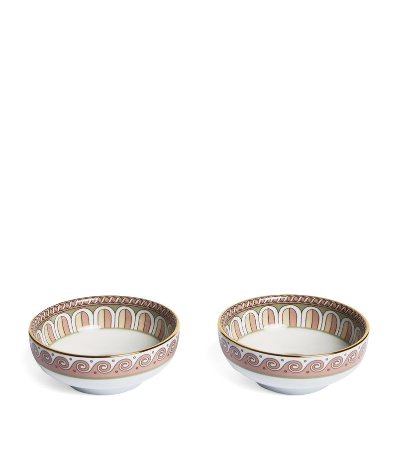 La Doublej set of 2 Napoli snack bowls with gold trims, 13cm diameter, UK version