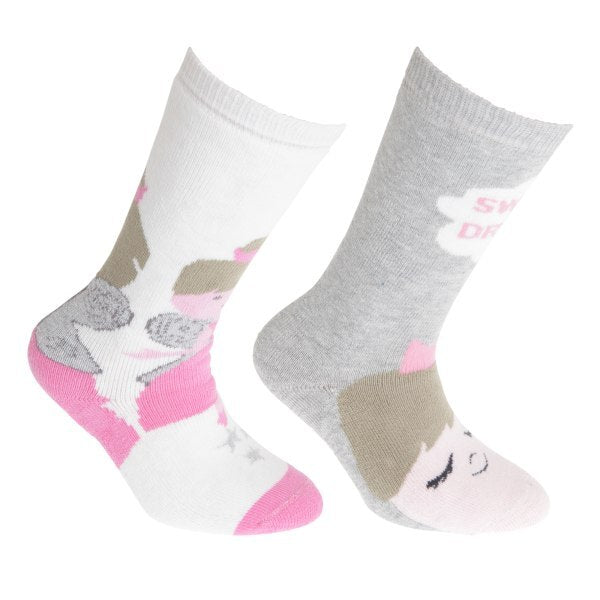 FLOSO Kids Cotton Rich Welly Socks (2 Pairs) (6-8.5) GOODS Superdrug Cream/Pink  